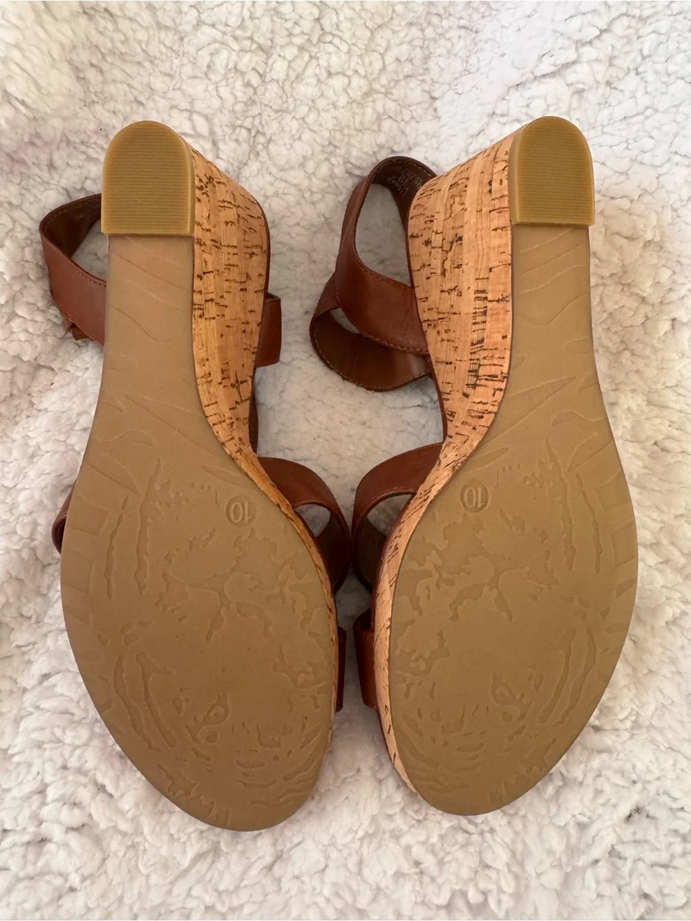 Pesaro Brown Leather Cork Wedge Sandals